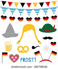 Oktoberfest photo booth and design elements vector set