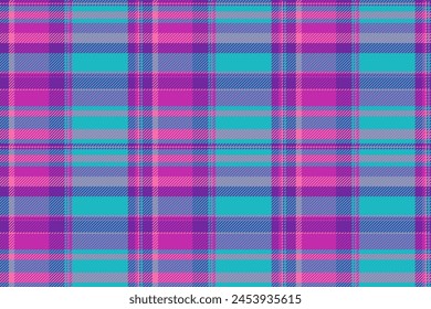 Oktoberfest plaid seamless pattern, rustic tartan vector check. Wide texture fabric textile background in cyan and magenta colors.