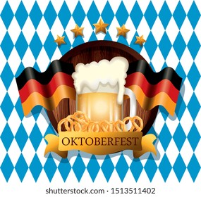 oktoberfest poster with beer and flags germany