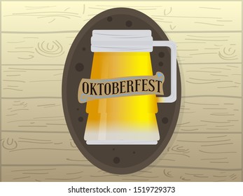 Oktoberfest poster with a beer mug - Vector