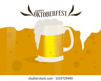 Oktoberfest poster with a beer mug - Vector