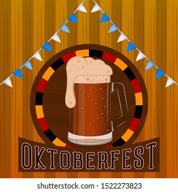Oktoberfest poster with a beer mug - Vector illustration