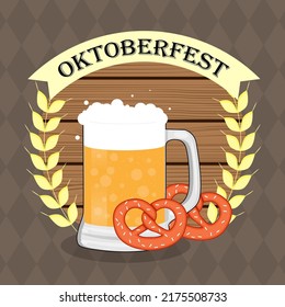 Oktoberfest poster, beer, vector illustration
