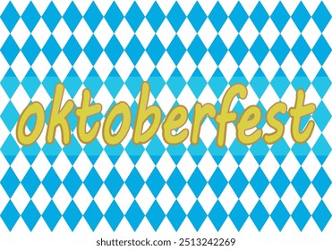 Oktoberfest poster with blue diamond pattern on white background