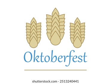 Oktoberfest poster in blue title with wheat ears