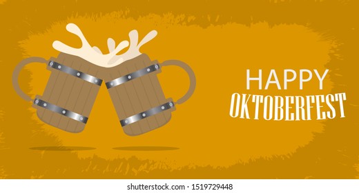 Oktoberfest poster with a foamy beer barrel - Vector