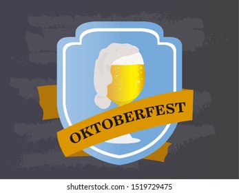 Oktoberfest poster with foamy beer glass - Vector