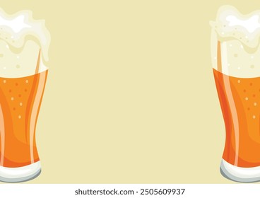 oktoberfest poster with pints of beer placed sideways on a light background, vector