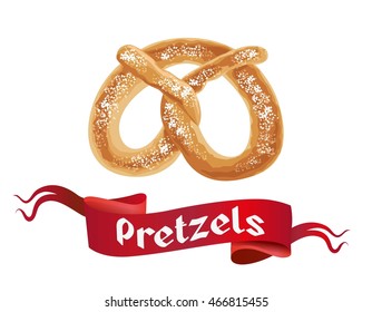 Oktoberfest poster with Pretzels on white background. Octoberfest banner