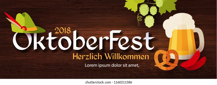 Oktoberfest Poster Template. Traditional Beer Festival. Vector illustration