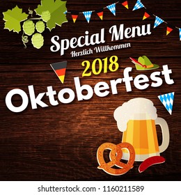 Oktoberfest Poster Template. Traditional Beer Festival. Vector illustration
