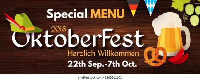 Oktoberfest Poster Template. Traditional Beer Festival. Vector illustration