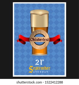 Oktoberfest poster with text and beer glass - Vector