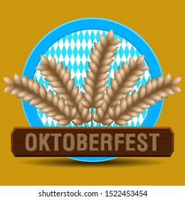 Oktoberfest poster with a wheats - Vector illustration