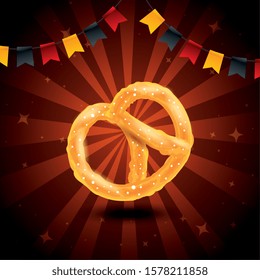 Oktoberfest pretzel design, Germany festival celebration europe landmark munich culture and party theme Vector illustration