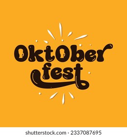 Oktoberfest-Retro-Logo auf gelbem Hintergrund zur Feier des traditionellen deutschen Festivals im Oktober. Oktoberfest 2023