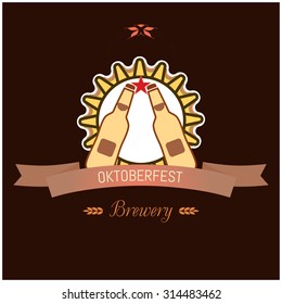 Oktoberfest retro style label, badge and logo. Design elements for posters, signage, booklet. Vector illustration