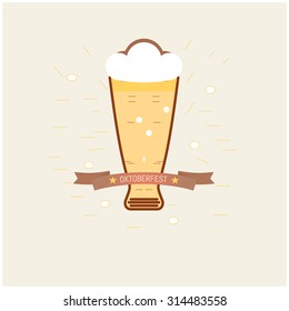Oktoberfest retro style label, badge and logo. Beer festival  invitations, advertising or other design and place for text. Vector illustration. 
