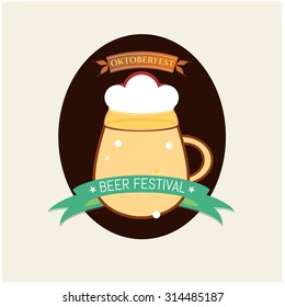 Oktoberfest retro style label, badge and logo. Beer festival celebration. Vector illustration. 