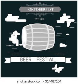 Oktoberfest retro style label, badge and logo. Beer festival  invitations, advertising or other design and place for text. Vector illustration. 