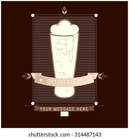 Oktoberfest retro style label, badge and logo. Design elements for posters, signage, booklet. Vector illustration