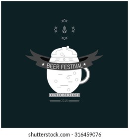 Oktoberfest retro style label, badge and logo. Design elements for posters, signage, booklet. Vector illustration