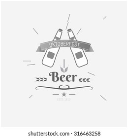 Oktoberfest retro style label, badge and logo. Beer festival  invitations, advertising or other design and place for text. Vector illustration. 