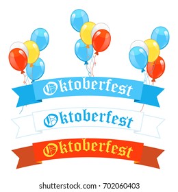 Oktoberfest ribbon banners in bavarian colors vector set. Bavaria festival white and blue Oktoberfest ribbon. Munich design national icon Oktoberfest ribbon culture tradition colorful sign.