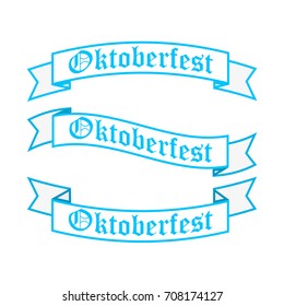 Oktoberfest ribbon banners in bavarian colors vector set. Bavaria festival white and blue Oktoberfest ribbon. Munich design national icon Oktoberfest ribbon culture tradition colorful sign.