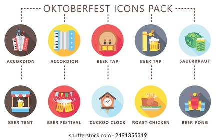 Oktoberfest rounded multi color icons pack, related to German traditional festival. vector EPS 10.