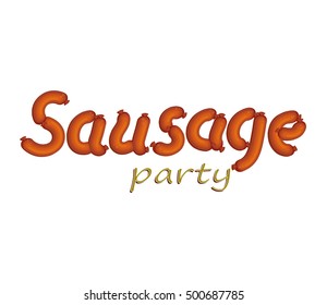 Oktoberfest. Sausage. Vector illustration. Illustration of sausage inscription made of frankfurters.  Elements for your design