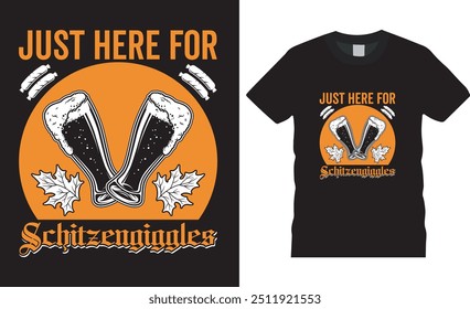 Oktoberfest Schitzengiggles Squad T-Shirt Design Vektor. Oktoberfest T-Shirt Design. Lustiges Geschenk Oktoberfest T-Shirt Design für Bierliebhaber. Typografie, Custom, Silly, Vector und Vintage T-Shirt