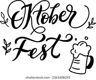 Oktoberfest Script. Oktoberfest handwritten lettering. Beer Festival vector banner. Design template celebration.