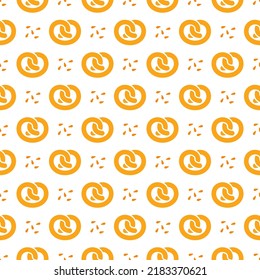 Oktoberfest seamless background. Octoberfest pattern. Print with pretzels. Germany traditional wallpaper. Bavarian texture. Vector color illustration