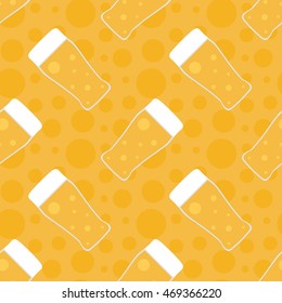Oktoberfest seamless pattern background with beer glasses.