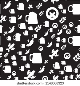 Oktoberfest Seamless Pattern. Black White Beer Festival Ornament. Vector