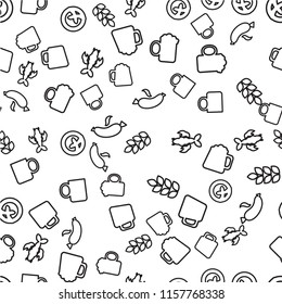 Oktoberfest Seamless Pattern. Black White Beer Festival Ornament for print, cloth, wallpaper, backdrop. Vector