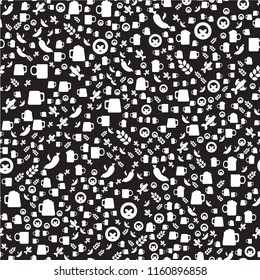 Oktoberfest Seamless Pattern. Black White Beer Festival Ornament for print, cloth, wallpaper, backdrop. Vector