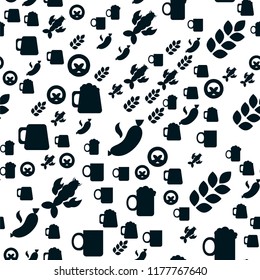 Oktoberfest Seamless Pattern. Black white Beer Festival Ornament for print, cloth, wallpaper, backdrop. Vector