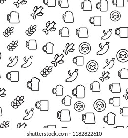 Oktoberfest Seamless Pattern. Black and white Beer Festival Ornament for print, cloth, wallpaper, backdrop. Vector
