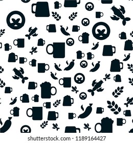 Oktoberfest Seamless Pattern. Black White Beer Festival Ornament for print, cloth, wallpaper, backdrop. Vector