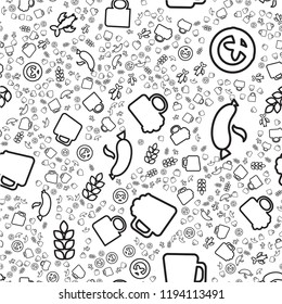 Oktoberfest Seamless Pattern. Black White Beer Festival Ornament for print, cloth, wallpaper, backdrop. Vector