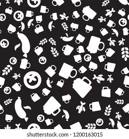 Oktoberfest Seamless Pattern. Black white Beer Festival Ornament for print, cloth, wallpaper, backdrop. Vector