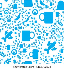 Oktoberfest Seamless Pattern. Blue White Beer Festival Ornament for print, cloth, wallpaper, backdrop. Vector