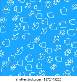 Oktoberfest Seamless Pattern. Blue White Beer Festival Ornament for print, cloth, wallpaper, backdrop. Vector