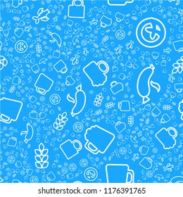 Oktoberfest Seamless Pattern. Blue White Beer Festival Ornament for print, cloth, wallpaper, backdrop. Vector