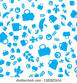 Oktoberfest Seamless Pattern. Blue and white Beer Festival Ornament for print, cloth, wallpaper, backdrop. Vector