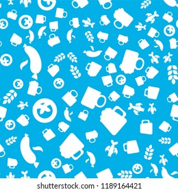 Oktoberfest Seamless Pattern. Blue white Beer Festival Ornament for print, cloth, wallpaper, backdrop. Vector