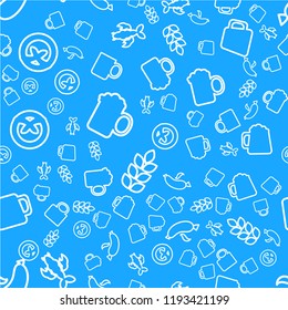 Oktoberfest Seamless Pattern. Blue white Beer Festival Ornament for print, cloth, wallpaper, backdrop. Vector