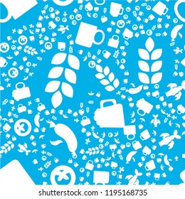 Oktoberfest Seamless Pattern. Blue white Beer Festival Ornament for print, cloth, wallpaper, backdrop. Vector